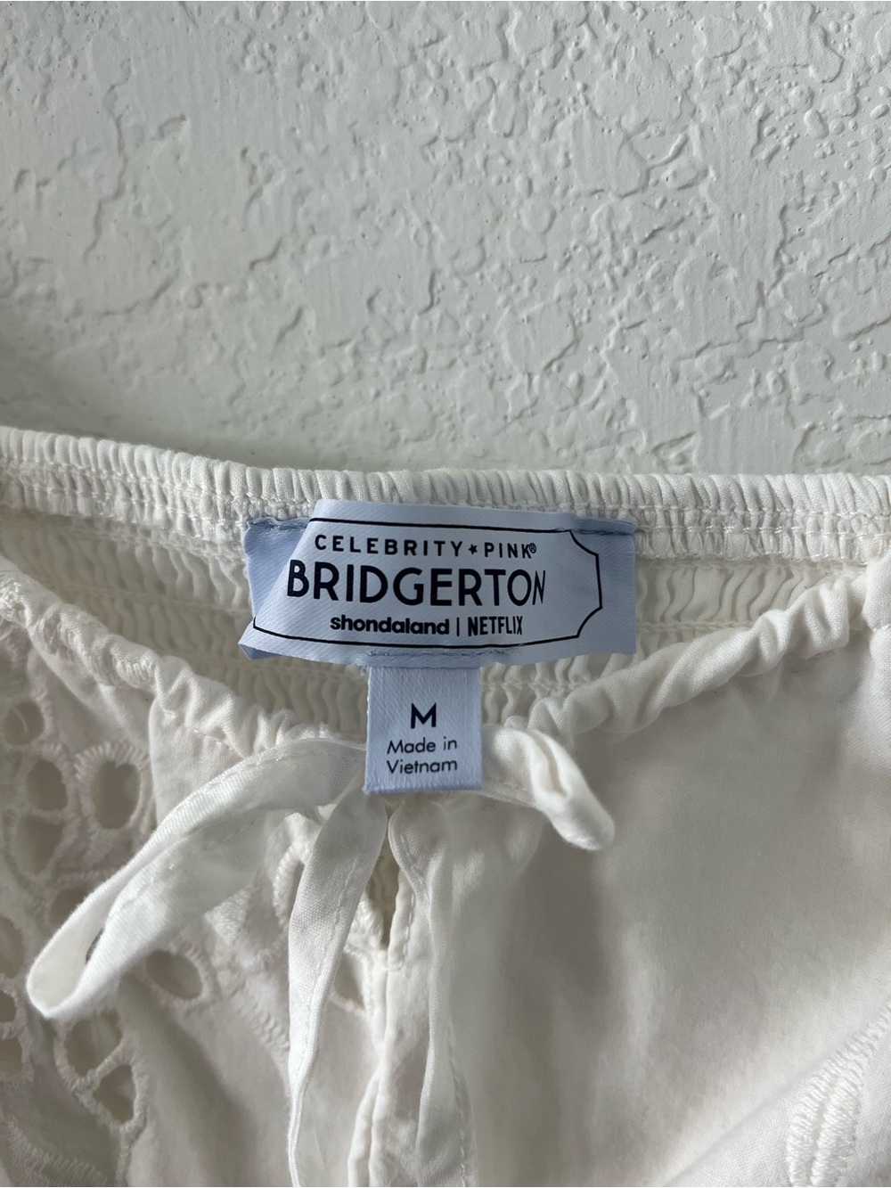 Celebrity Pink x Bridgerton White Eyelet Mini Dress | Puff Sleeve Cottagecore